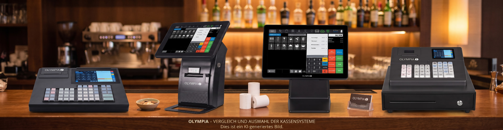 Olympia Kassensysteme auf einer Bartheke